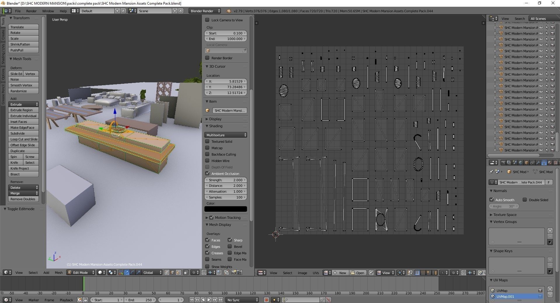 Modern Mansion Complete Modular Asset Kit Low-poly 3D model_5