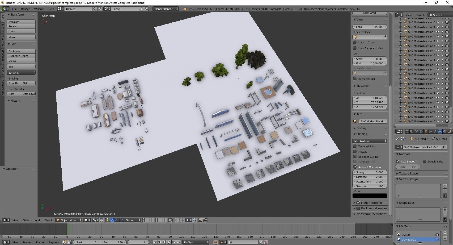 Modern Mansion Complete Modular Asset Kit Low-poly 3D model_2