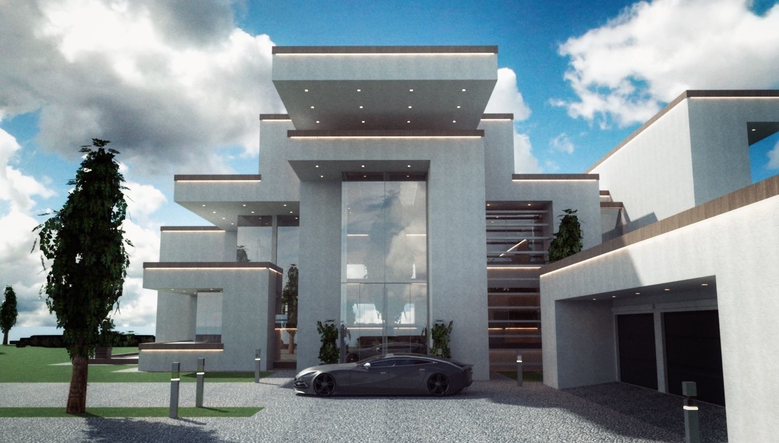 Modern Mansion Complete Modular Asset Kit Low-poly 3D model_10