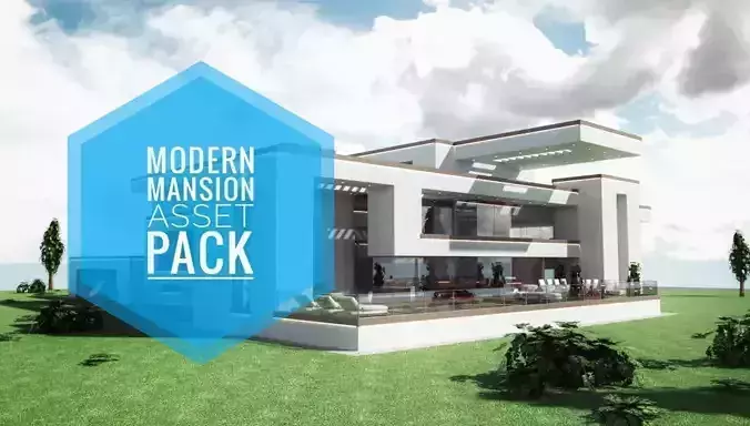 Modern Mansion Complete Modular Asset Kit Low-poly 3D model