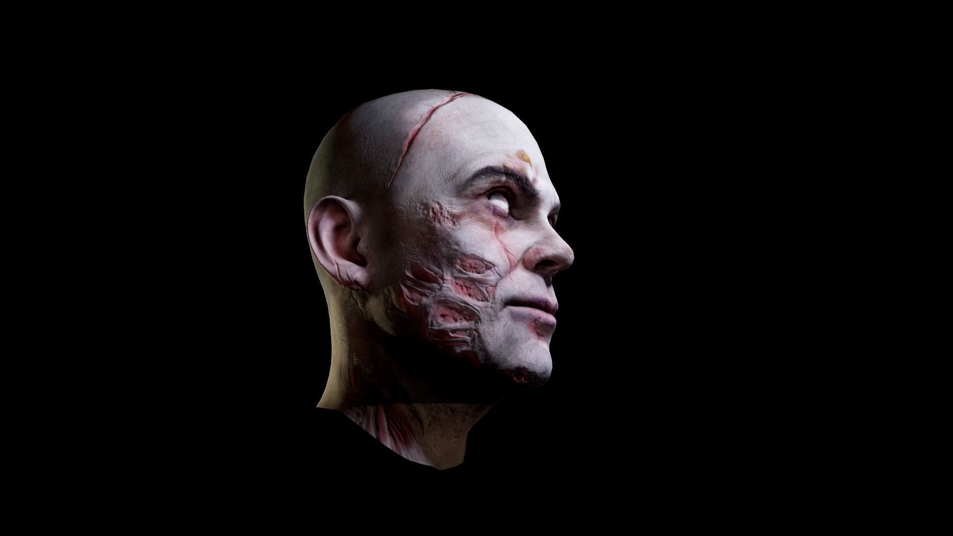 Zombie Head Low Poly Low-poly 3D model_9