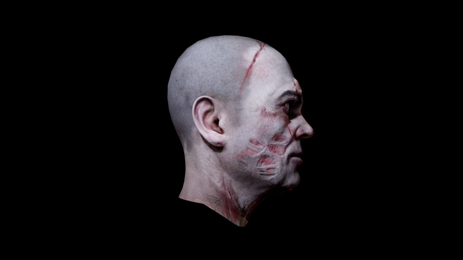 Zombie Head Low Poly Low-poly 3D model_6