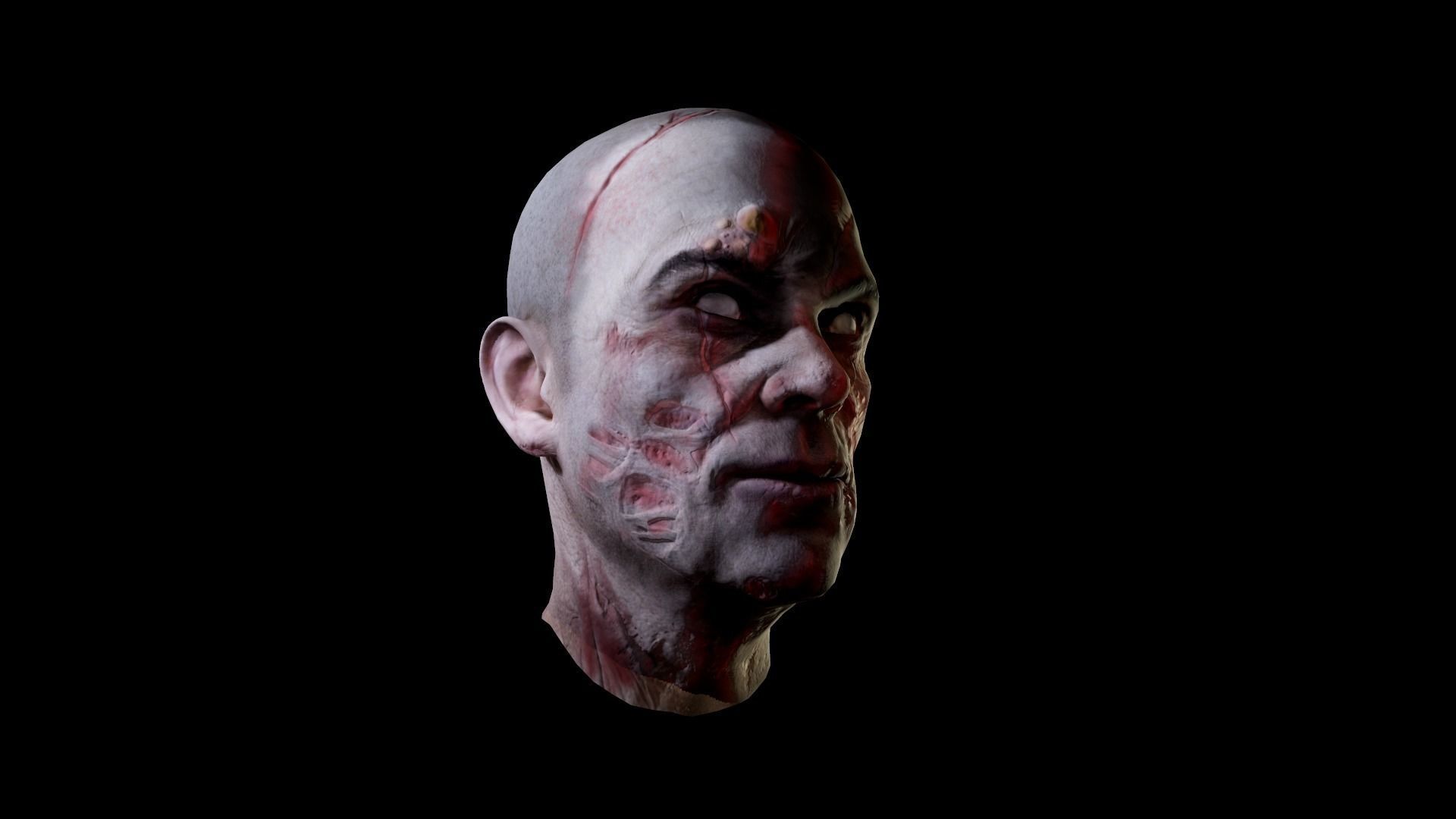 Zombie Head Low Poly Low-poly 3D model_1