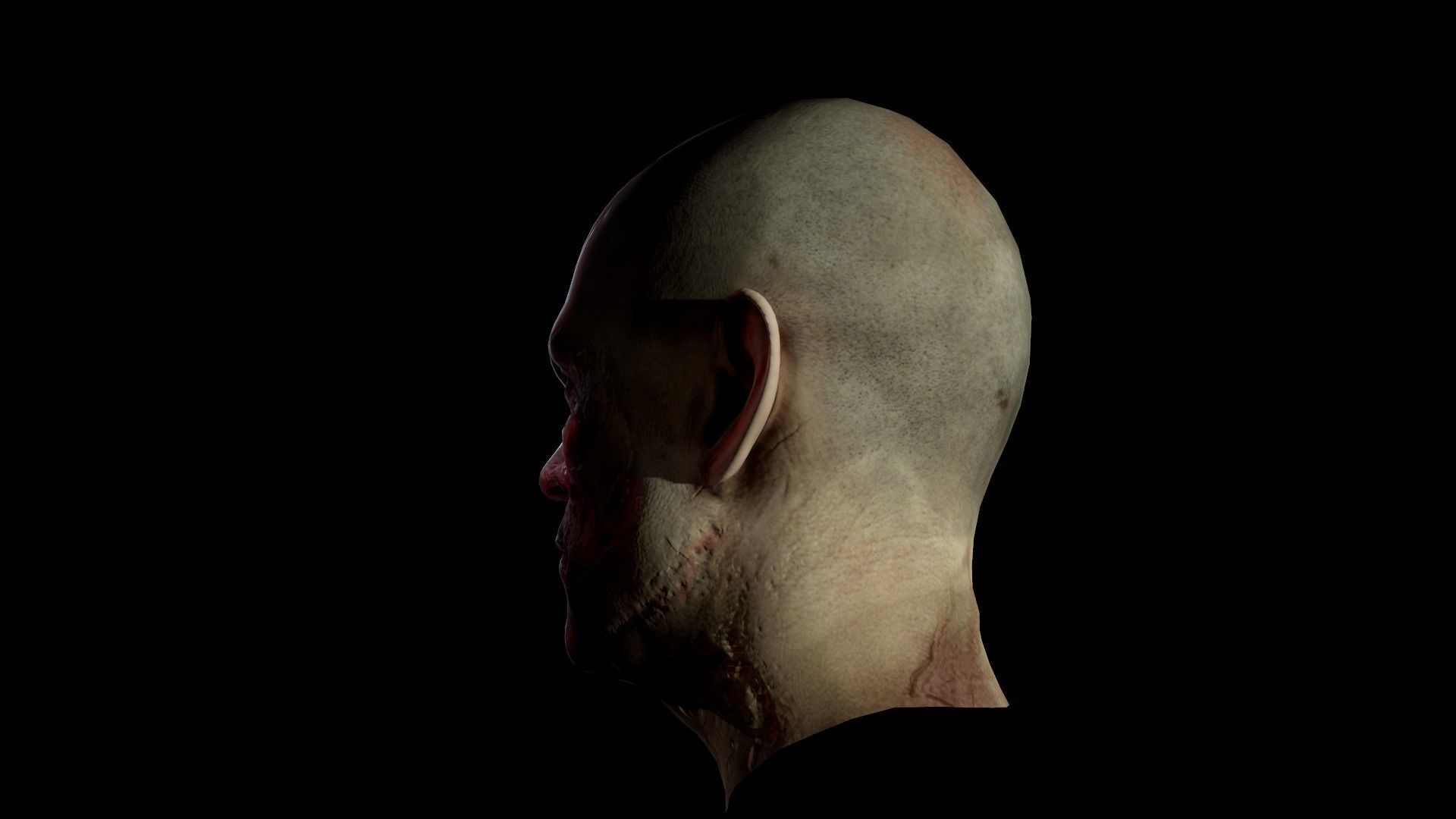 Zombie Head Low Poly Low-poly 3D model_8