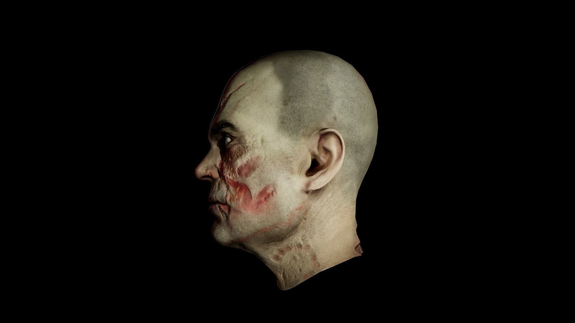 Zombie Head Low Poly Low-poly 3D model_3