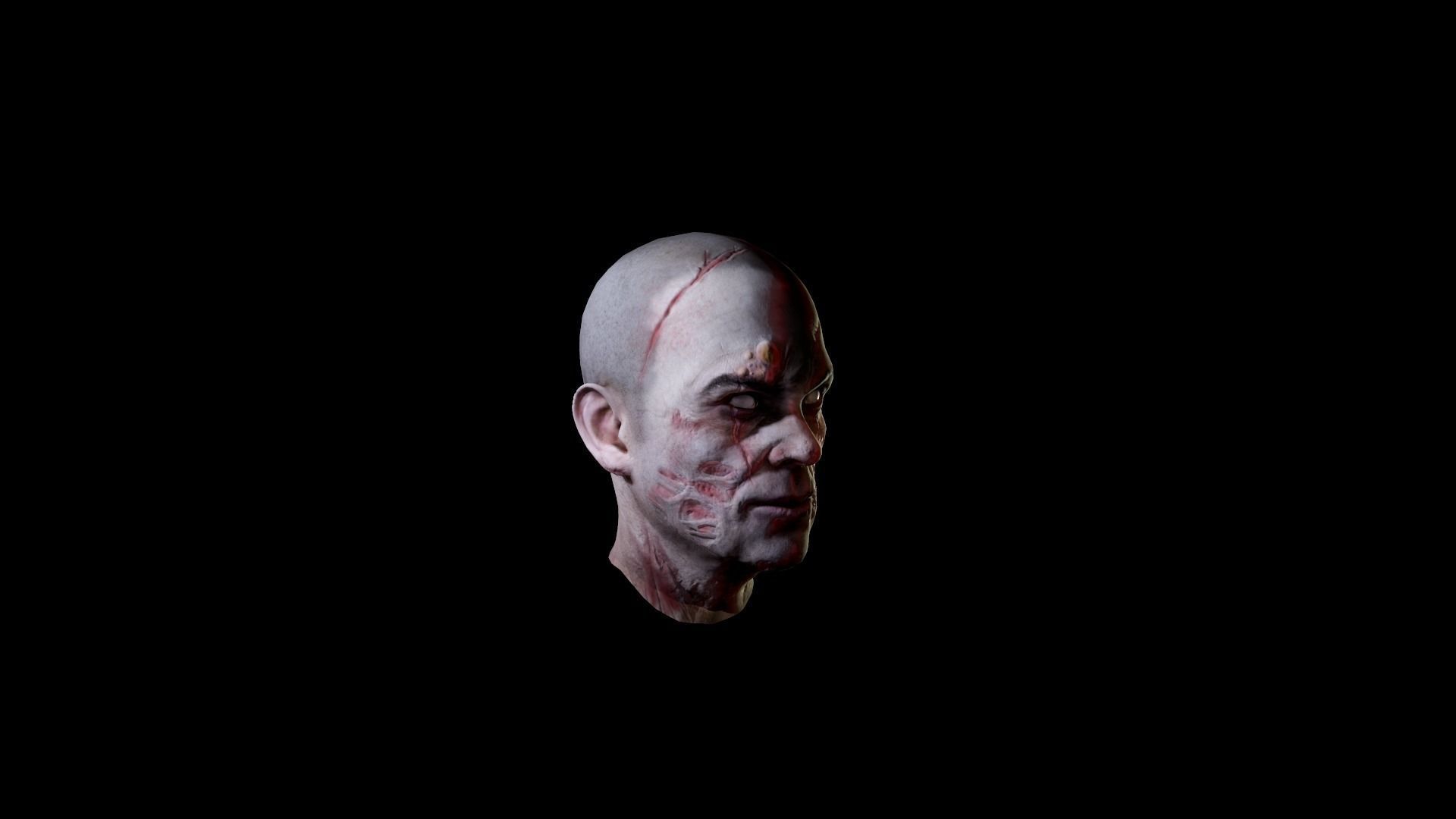 Zombie Head Low Poly Low-poly 3D model_2