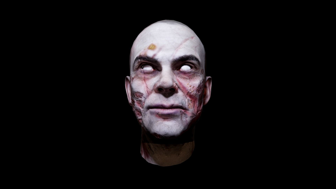 Zombie Head Low Poly Low-poly 3D model