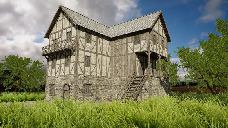 HQ Modular Fantasy House Low-poly 3D model_1