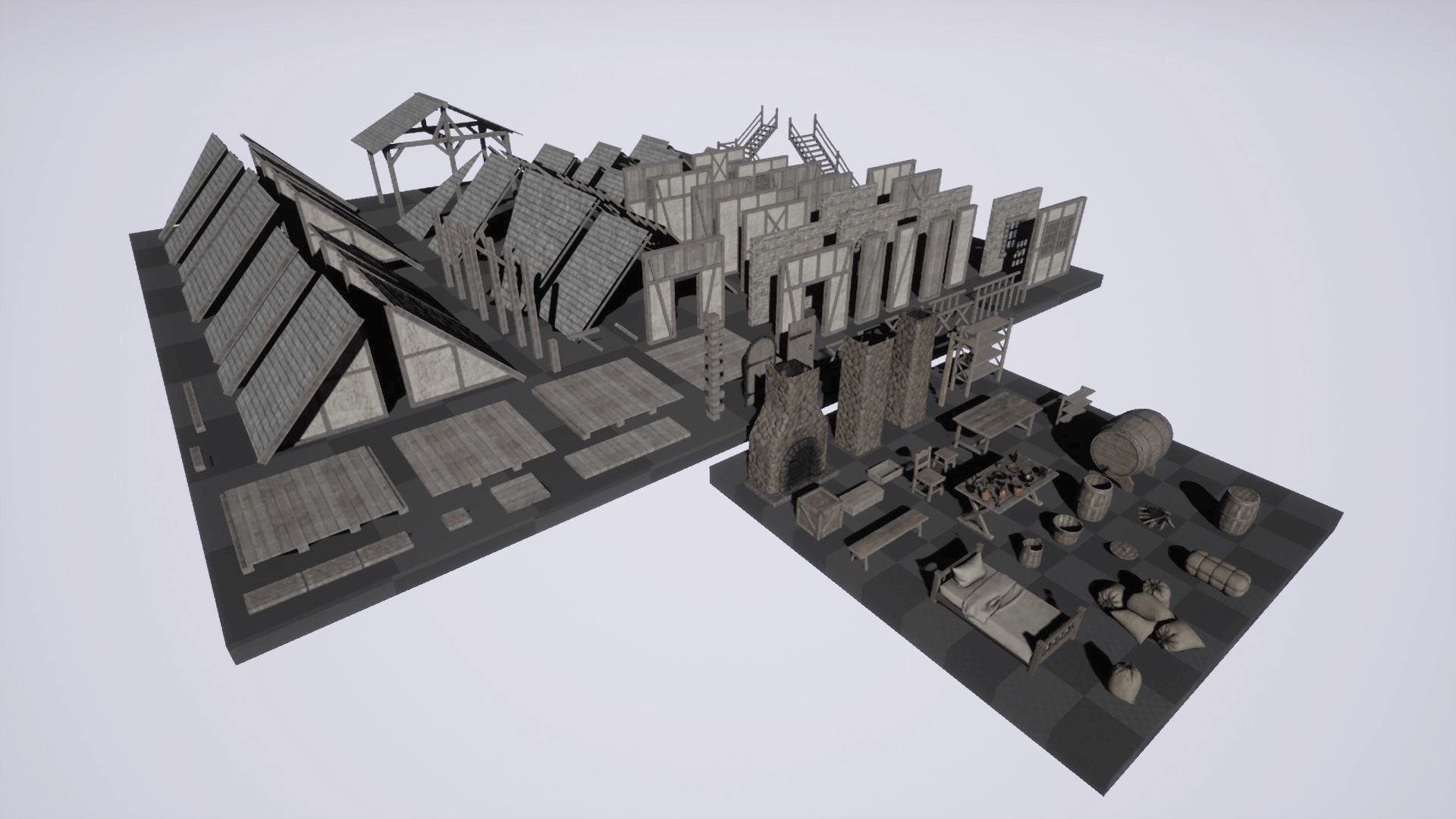 HQ Modular Fantasy House Low-poly 3D model_10