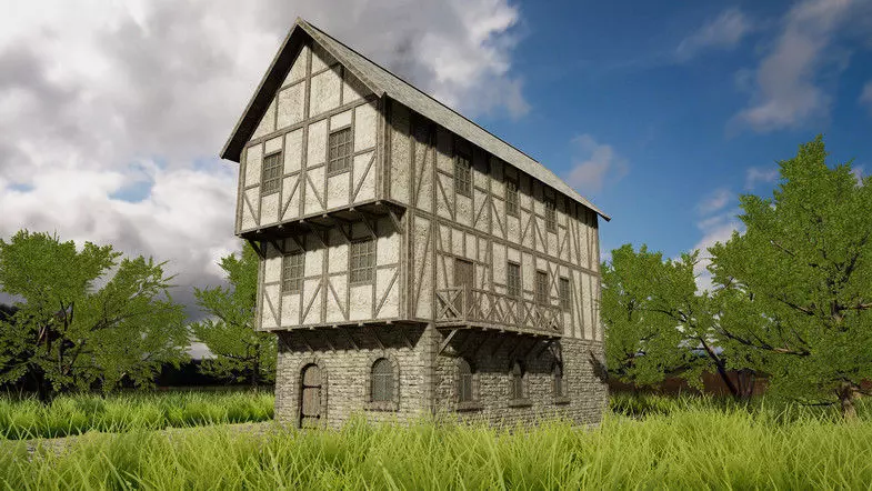 HQ Modular Fantasy House Low-poly 3D model_0