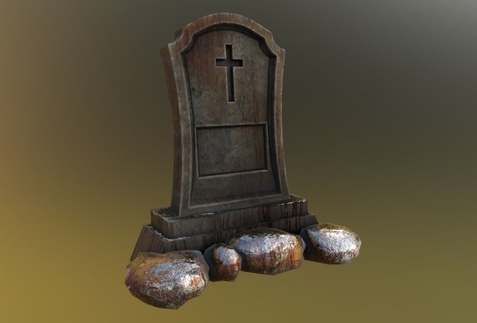 Bloody Tombstone Low-poly 3D model