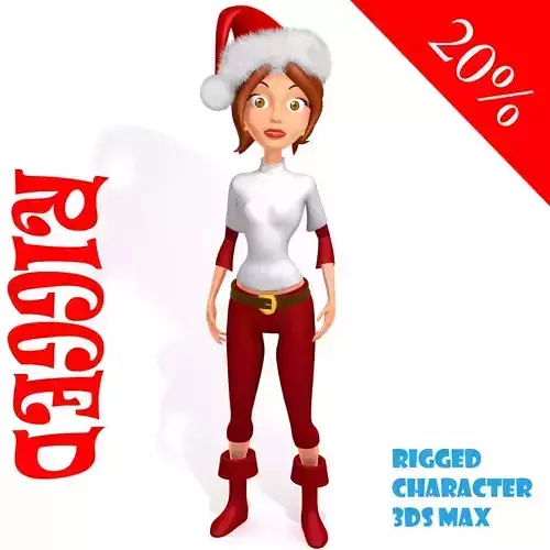 Christmas girl cartoon rigged