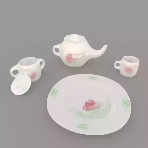 Tea-set coffee mug with flowers