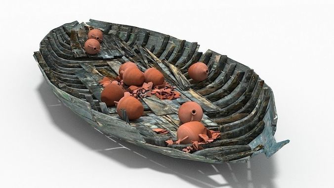 Dinghy boat with eggs in it 3D model