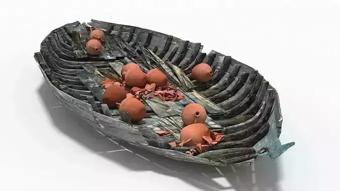 Dinghy boat with eggs in it 3D model