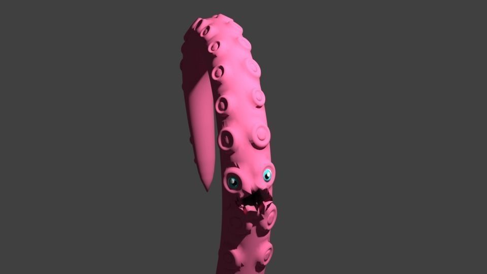 Tentacle octopus with hair 3D model