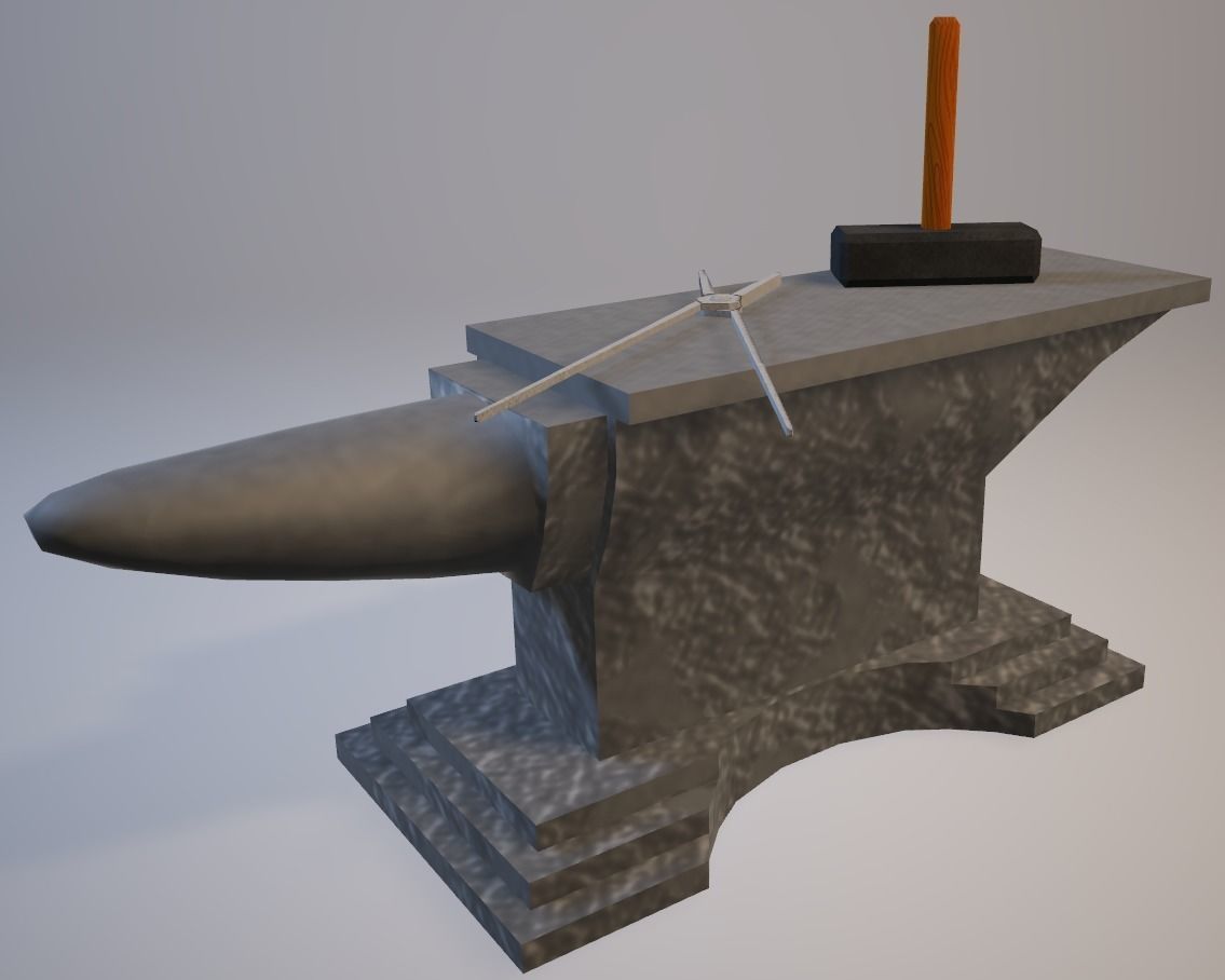 Anvil set with hammer Free low-poly 3D model