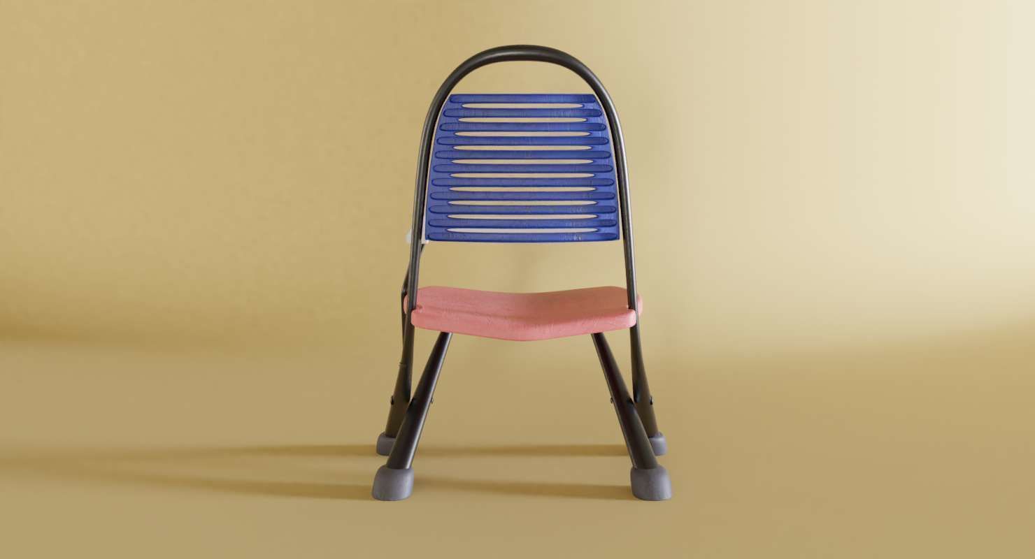 School Study Chair Low-poly 3D model_6