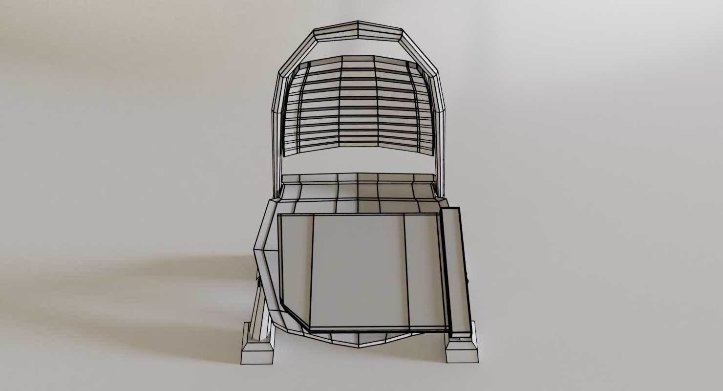 School Study Chair Low-poly 3D model_16