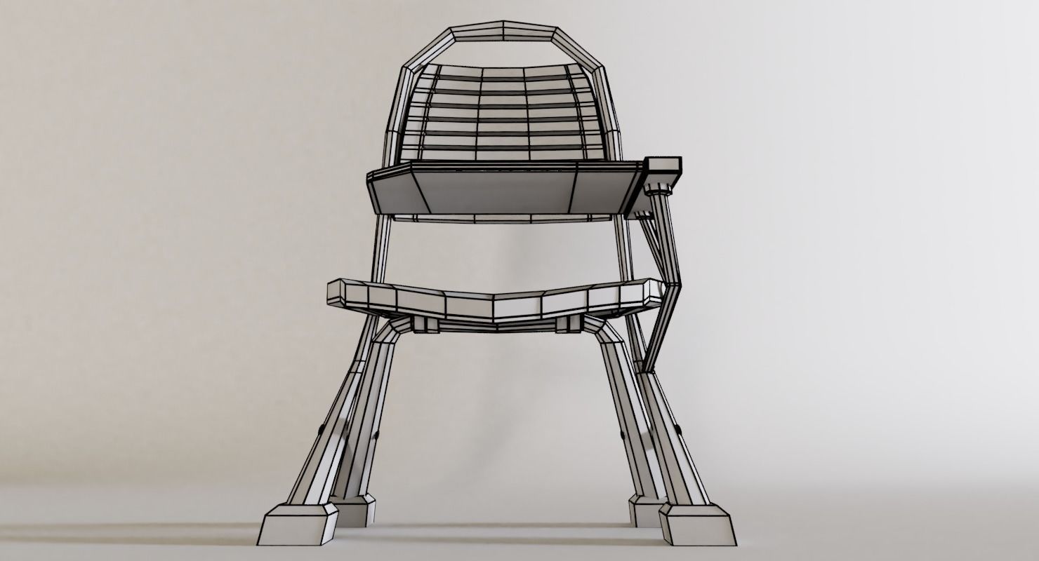 School Study Chair Low-poly 3D model_17