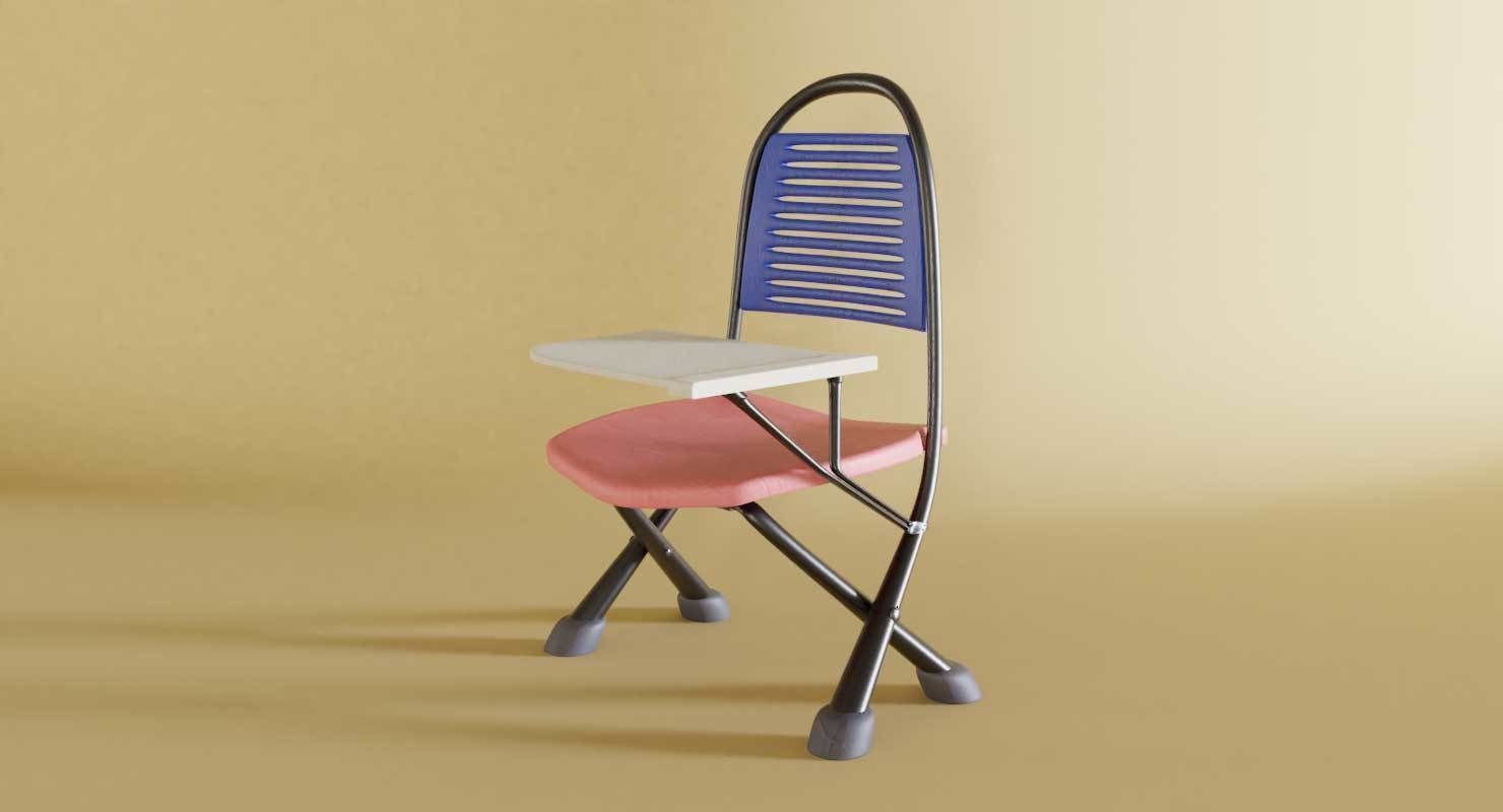 School Study Chair Low-poly 3D model_1