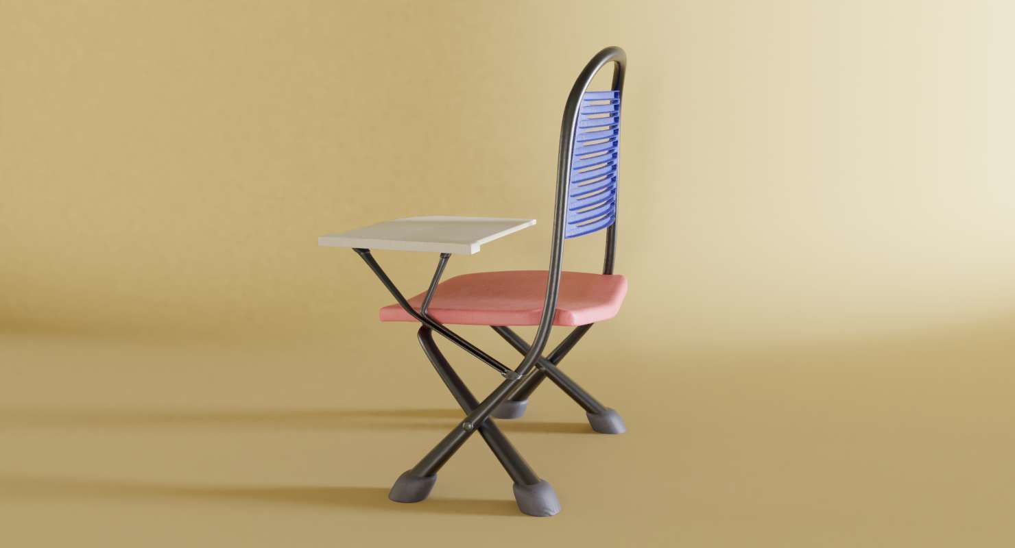 School Study Chair Low-poly 3D model_5