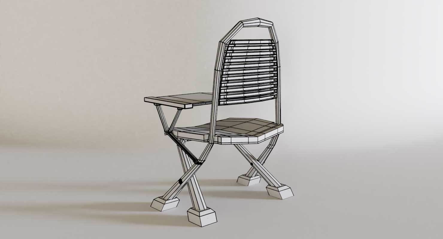 School Study Chair Low-poly 3D model_12