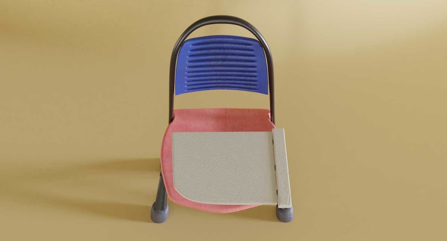 School Study Chair Low-poly 3D model_8