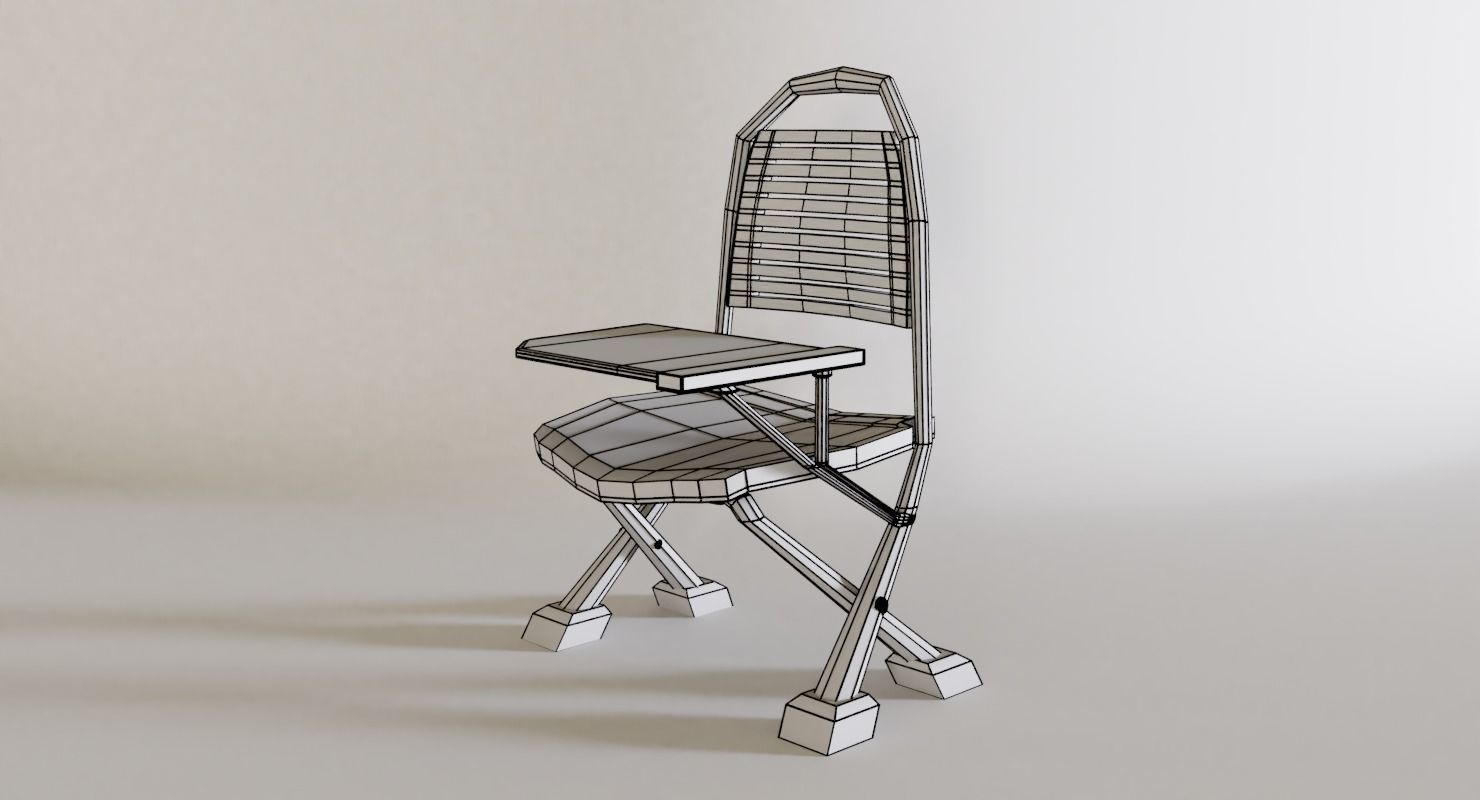 School Study Chair Low-poly 3D model_11