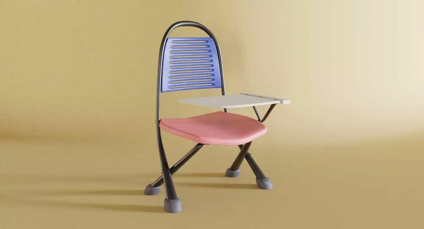 School Study Chair Low-poly 3D model_0