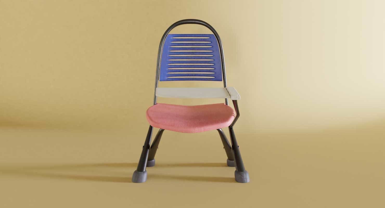 School Study Chair Low-poly 3D model_7