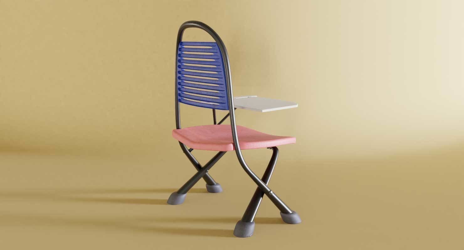 School Study Chair Low-poly 3D model_3