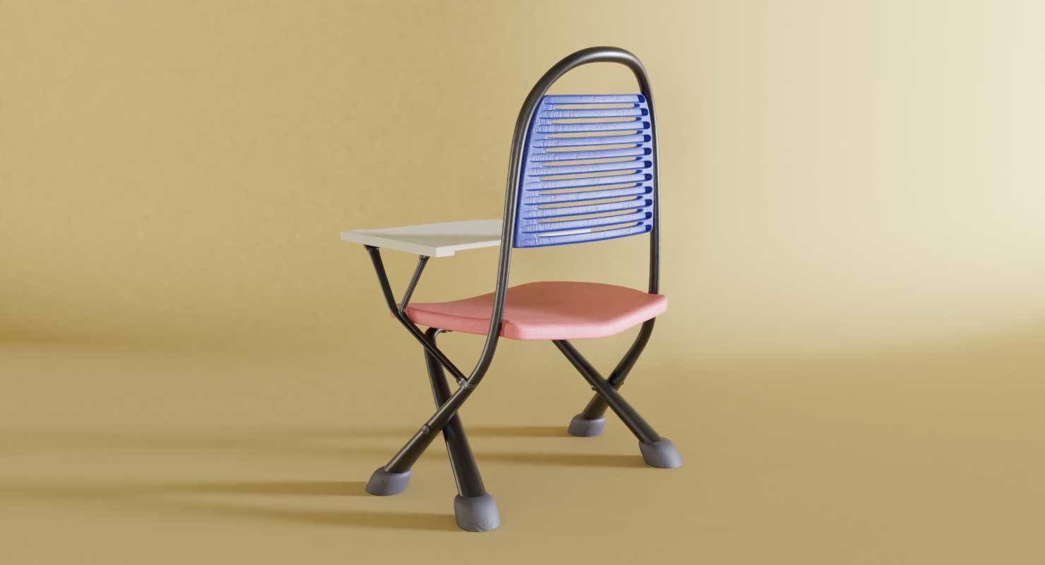 School Study Chair Low-poly 3D model_2