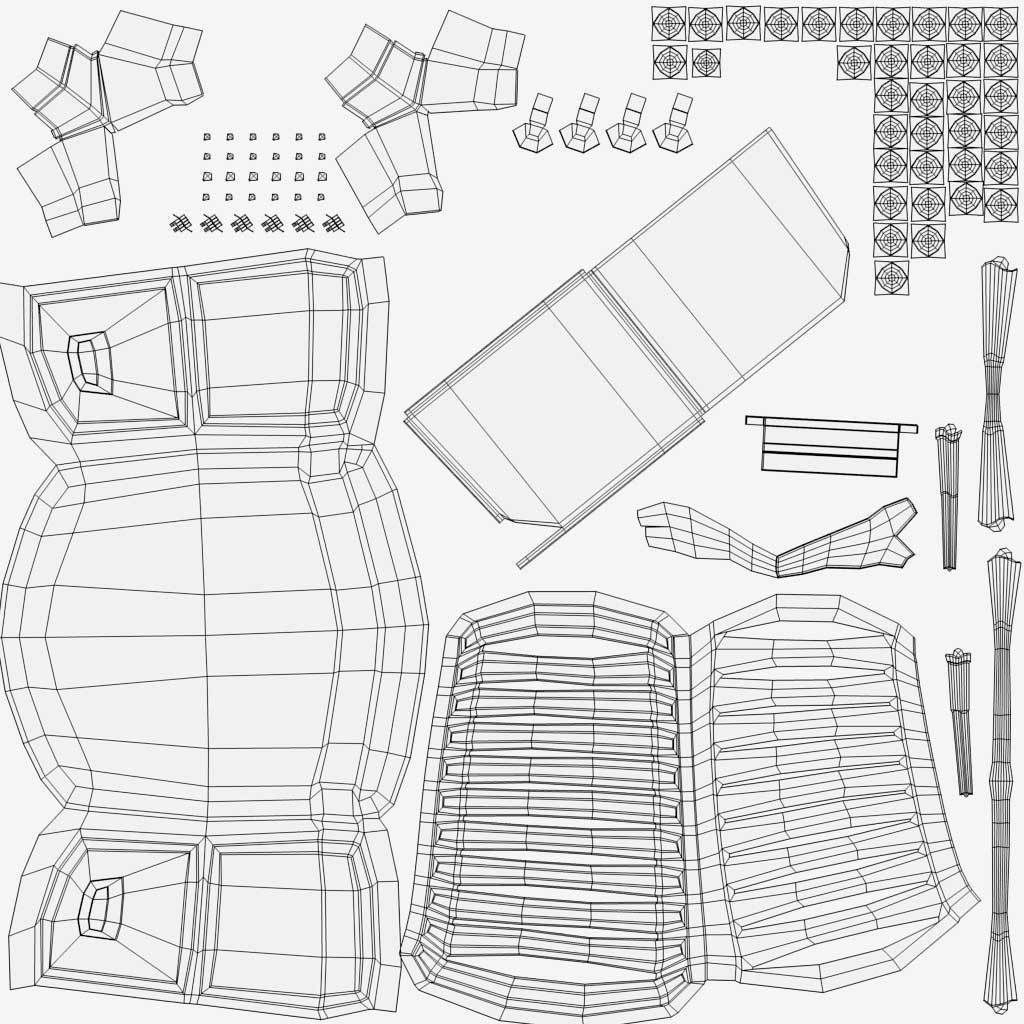 School Study Chair Low-poly 3D model_18