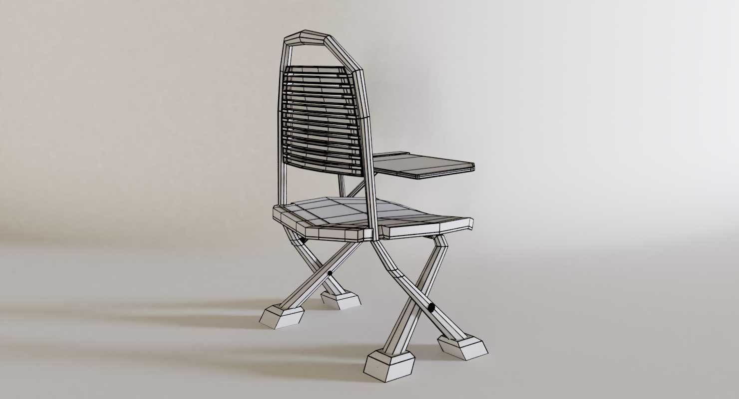 School Study Chair Low-poly 3D model_13
