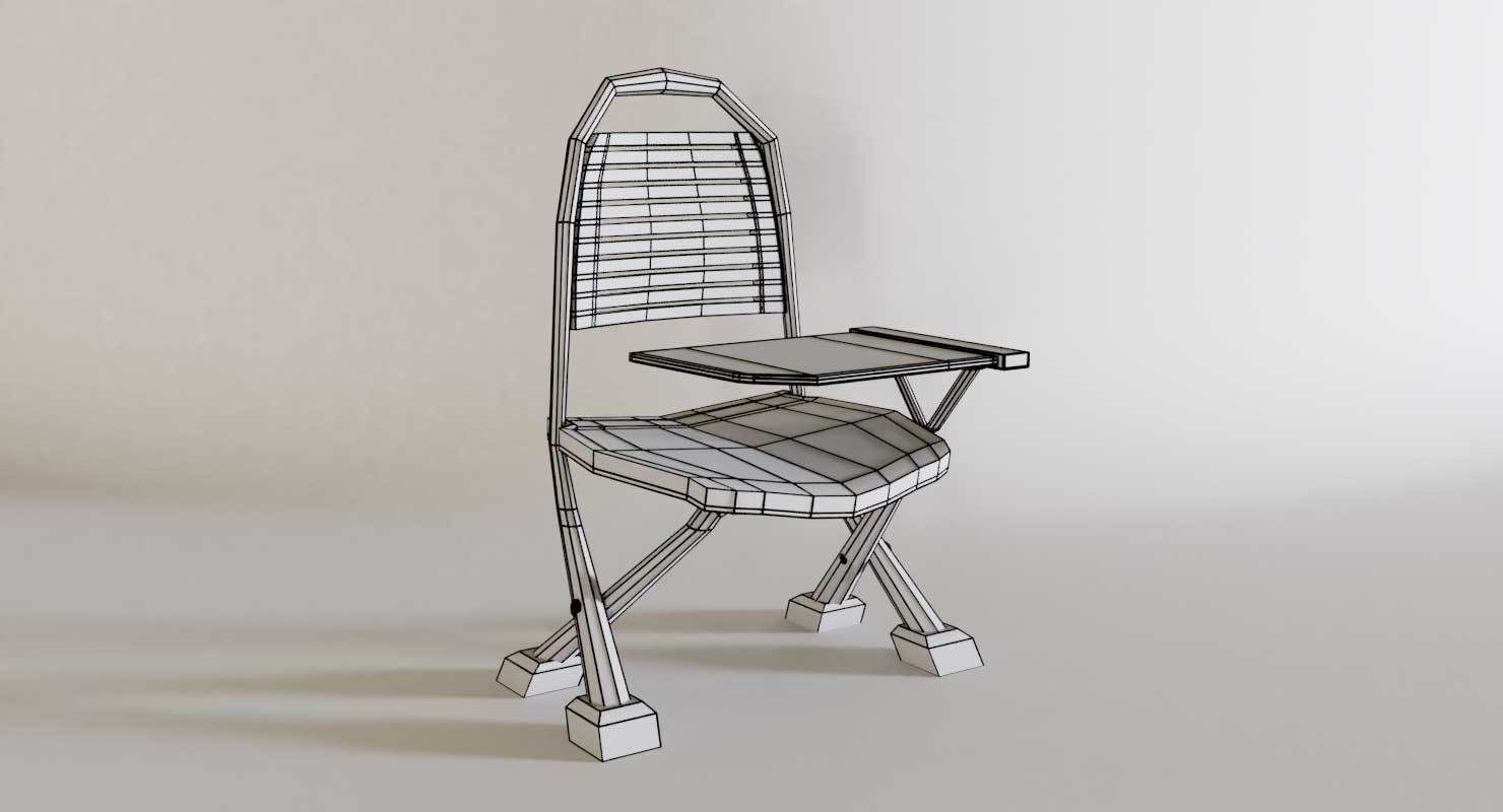School Study Chair Low-poly 3D model_10