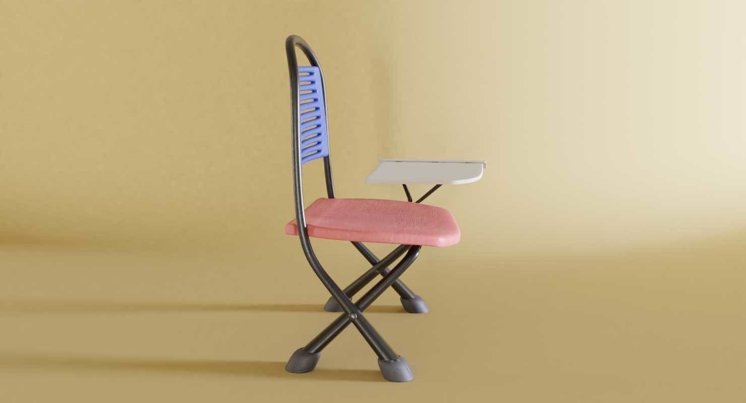 School Study Chair Low-poly 3D model_4