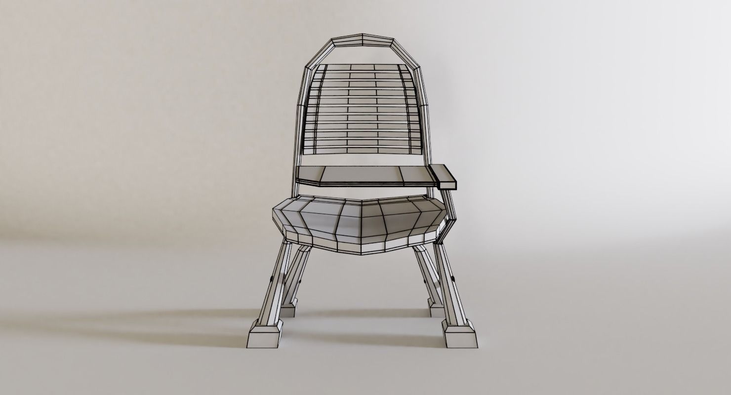 School Study Chair Low-poly 3D model_15