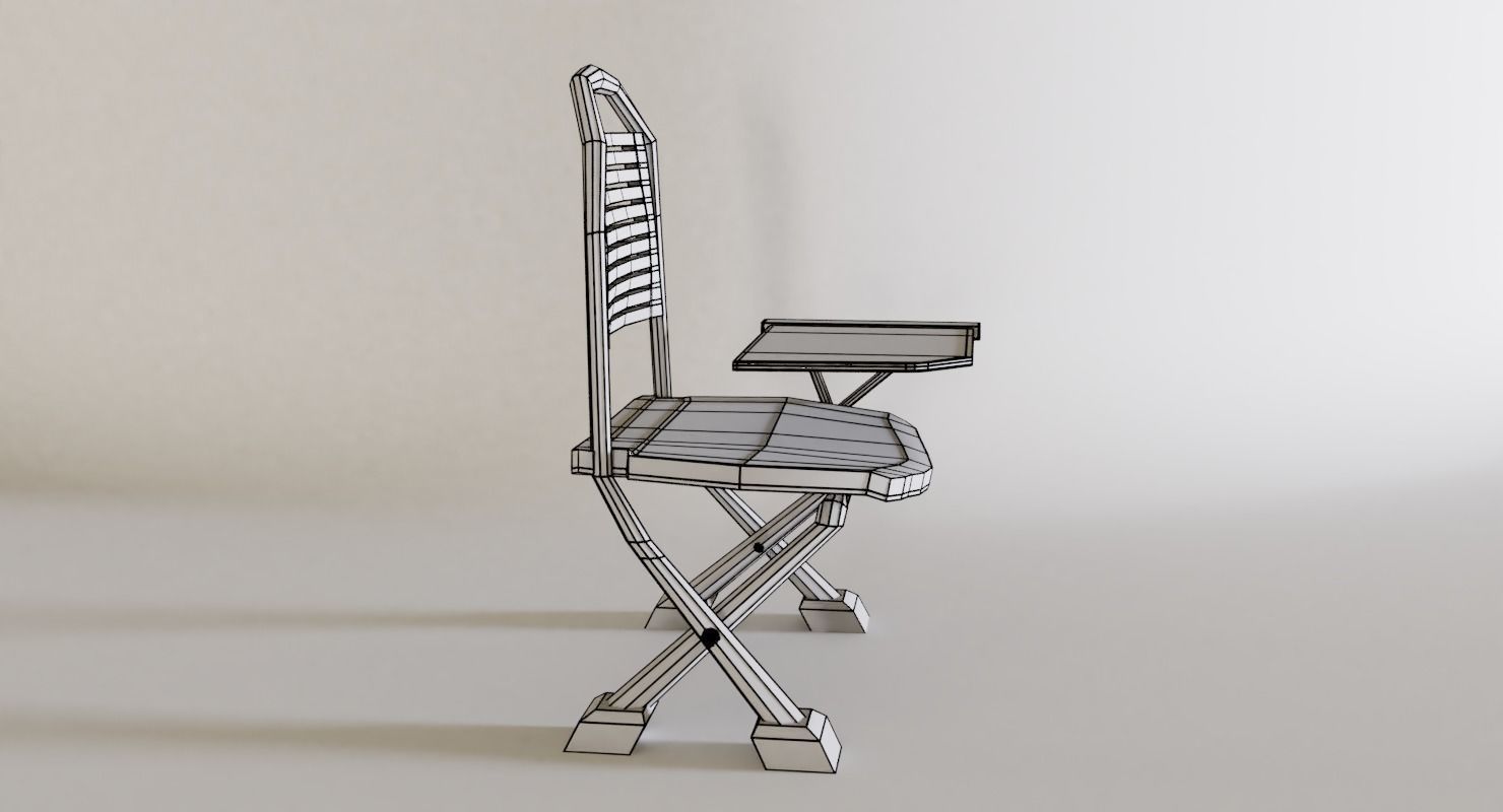 School Study Chair Low-poly 3D model_14