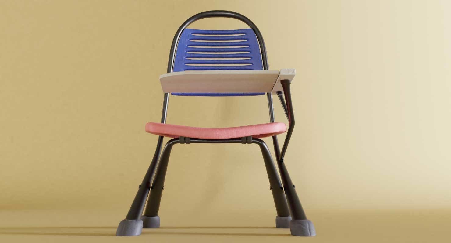 School Study Chair Low-poly 3D model_9