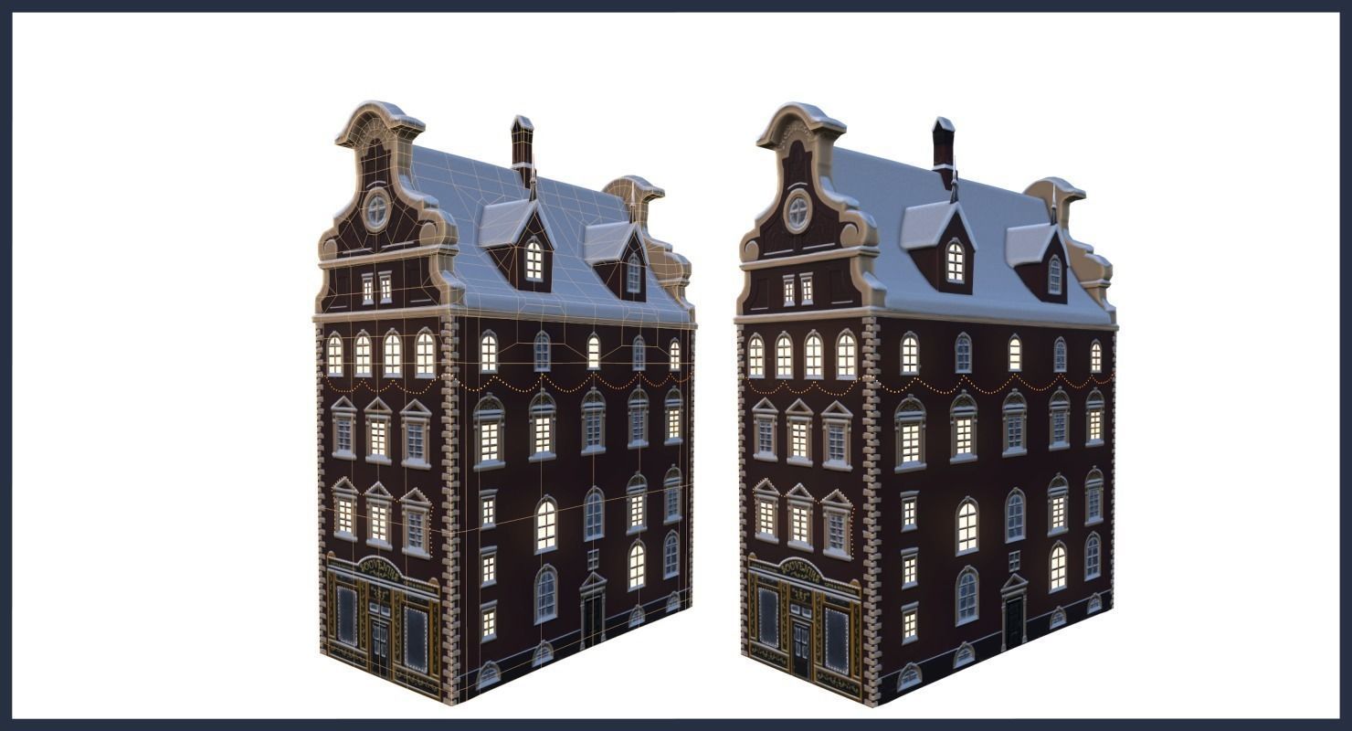 Winter Town Low-poly 3D model_25