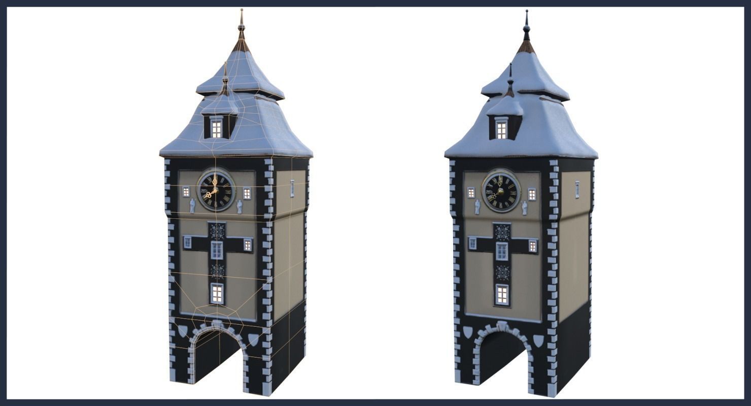 Winter Town Low-poly 3D model_18