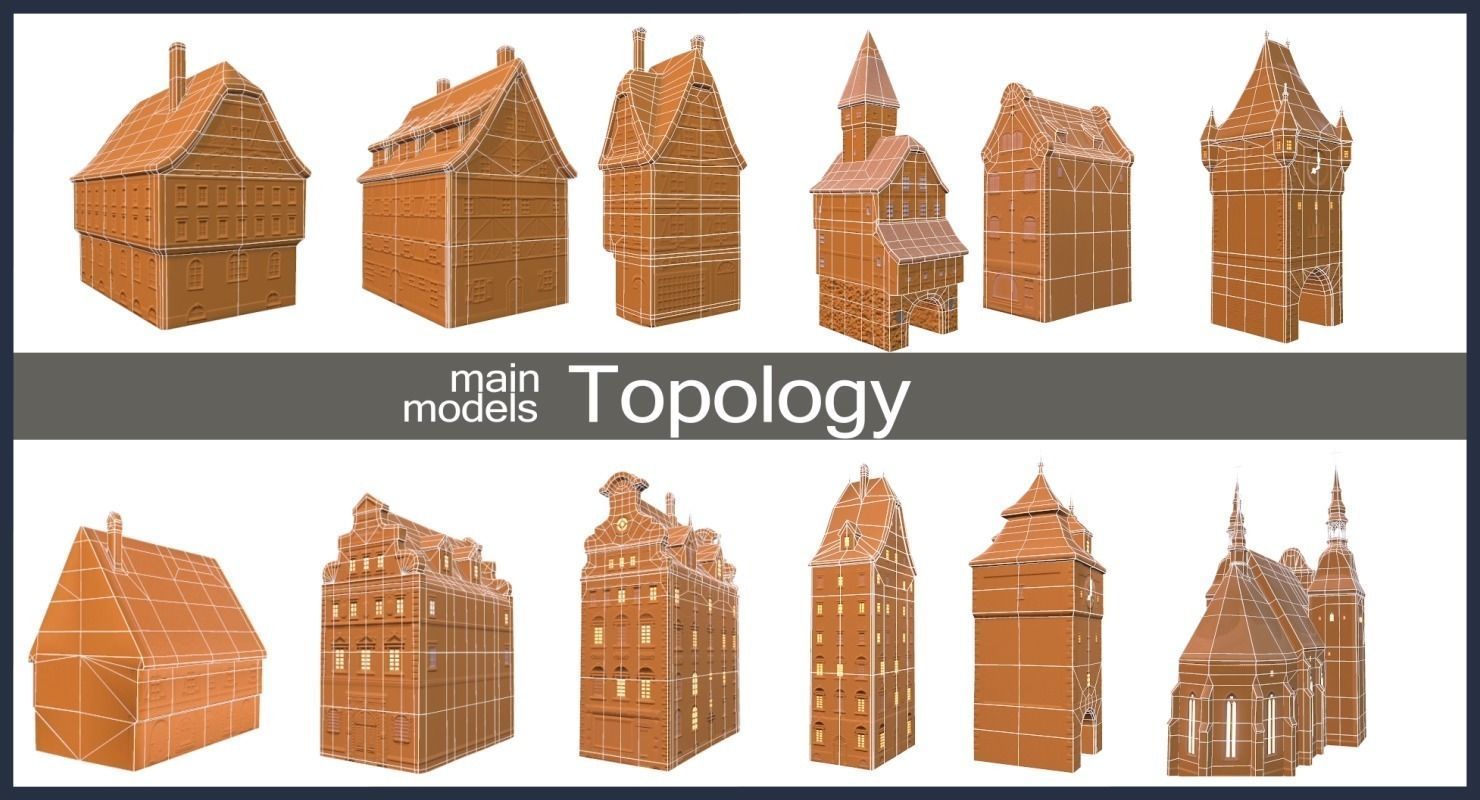 Winter Town Low-poly 3D model_31