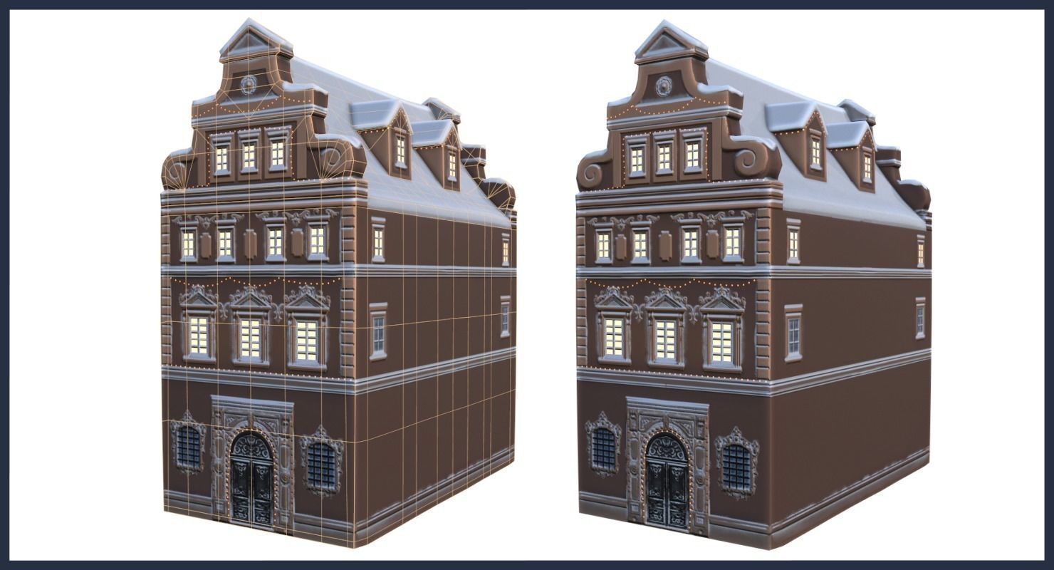Winter Town Low-poly 3D model_24