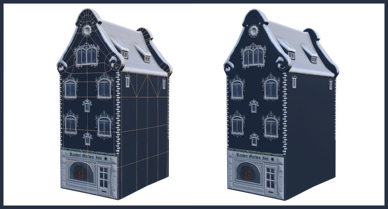 Winter Town Low-poly 3D model_19