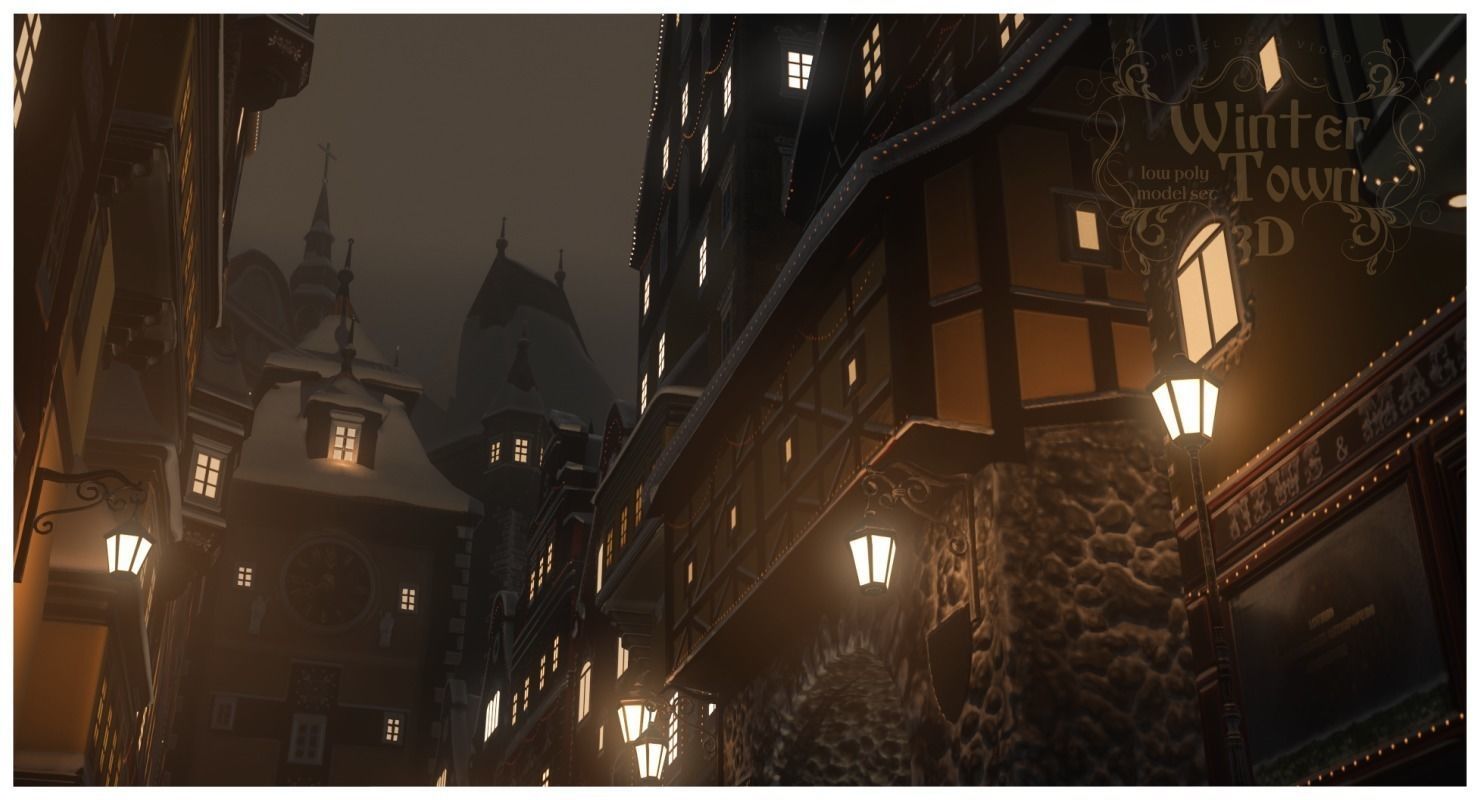 Winter Town Low-poly 3D model_59