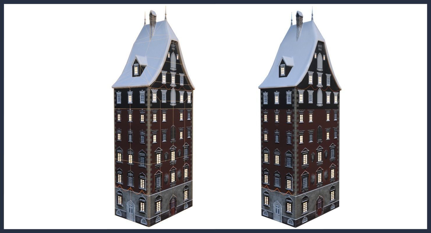 Winter Town Low-poly 3D model_22