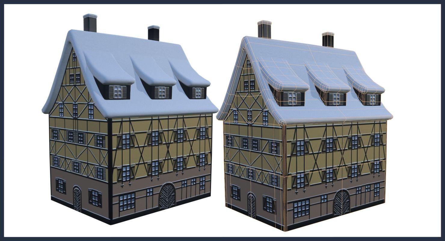 Winter Town Low-poly 3D model_29