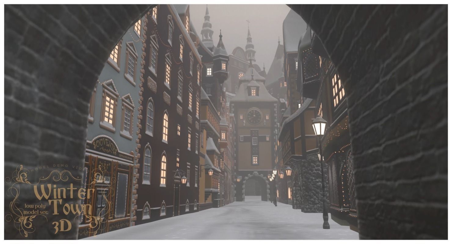 Winter Town Low-poly 3D model_60
