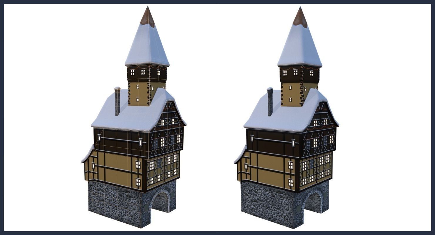 Winter Town Low-poly 3D model_23